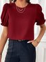 Crew Neck Short Sleeve Plain Regular Regular Fit Shirt For Women